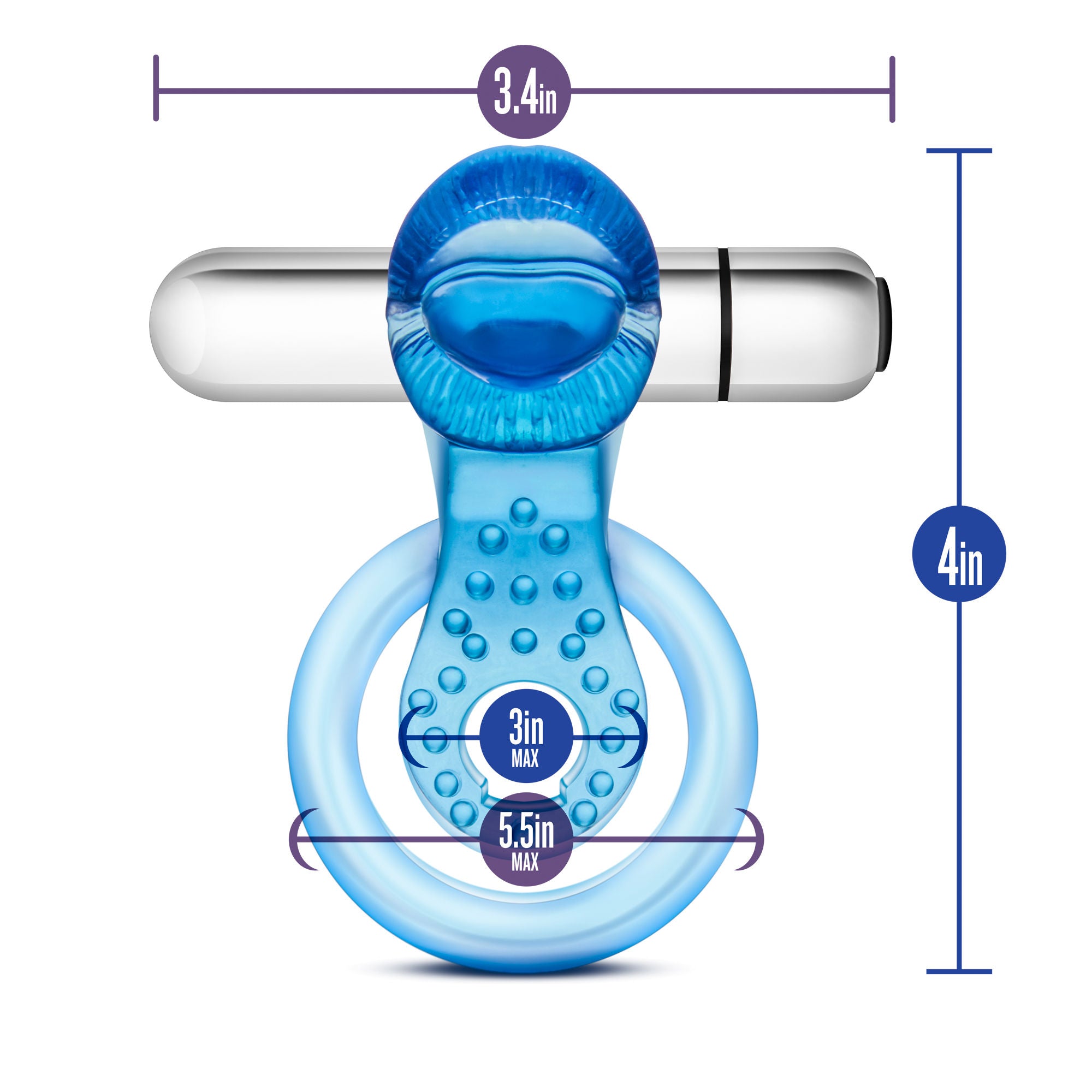 Stay Hard 10 Function Vibrating Tongue Ring Adult Toy Blue Blue Cock Rings Vibrating