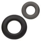 Alpha Liquid Silicone Prolong Set of 2 Stretchy Comfortable Rings in Black, Small 0.75” and Large 1” Diameter > Cock Ring > Sets