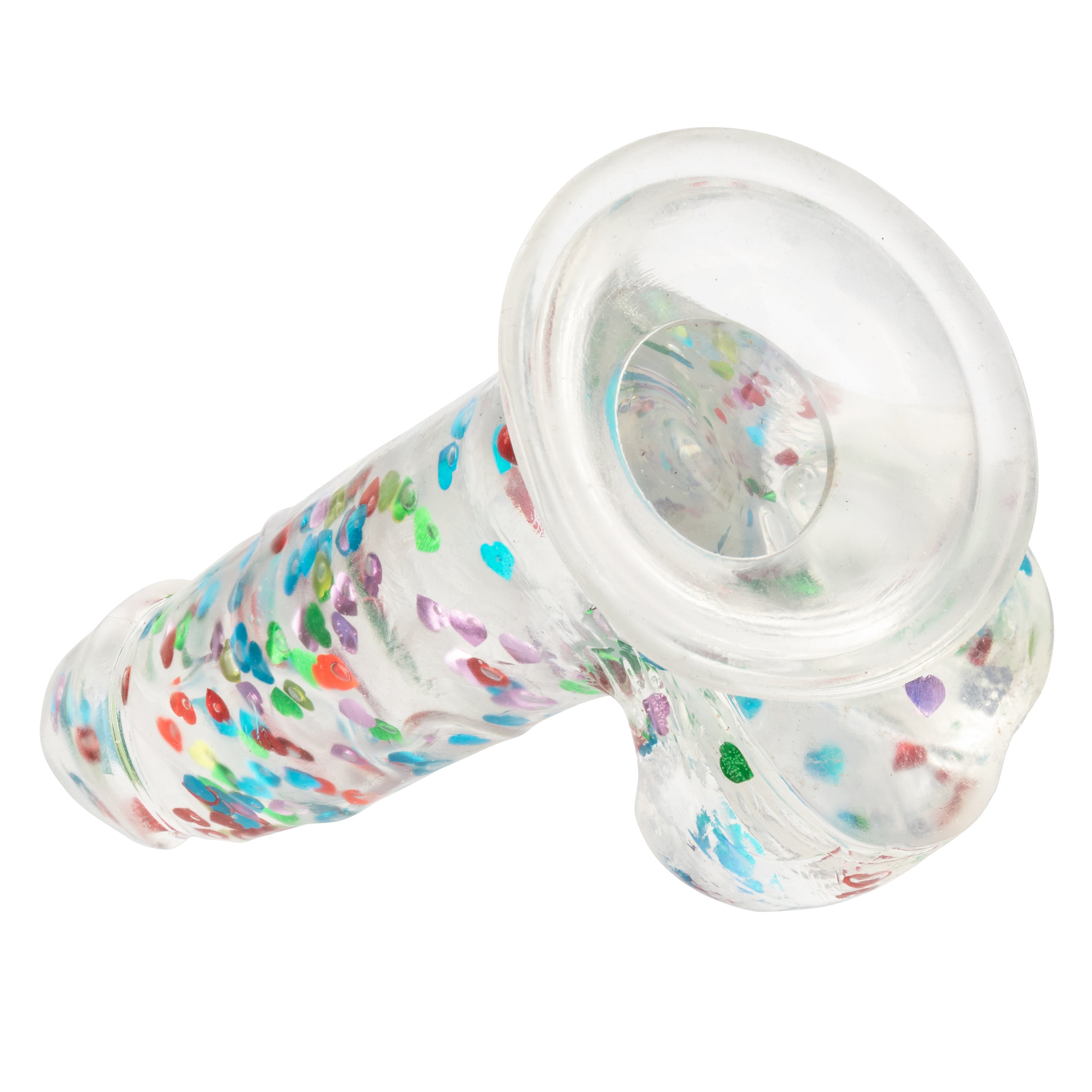 Naughty Bits I Love Dick Heart-Filled Dong 6 Inch Clear with Multicolor Heart Confetti DONGS