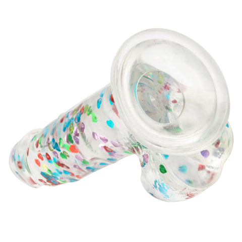 Naughty Bits I Love Dick Heart-Filled Dong 6 Inch Clear with Multicolor Heart Confetti DONGS