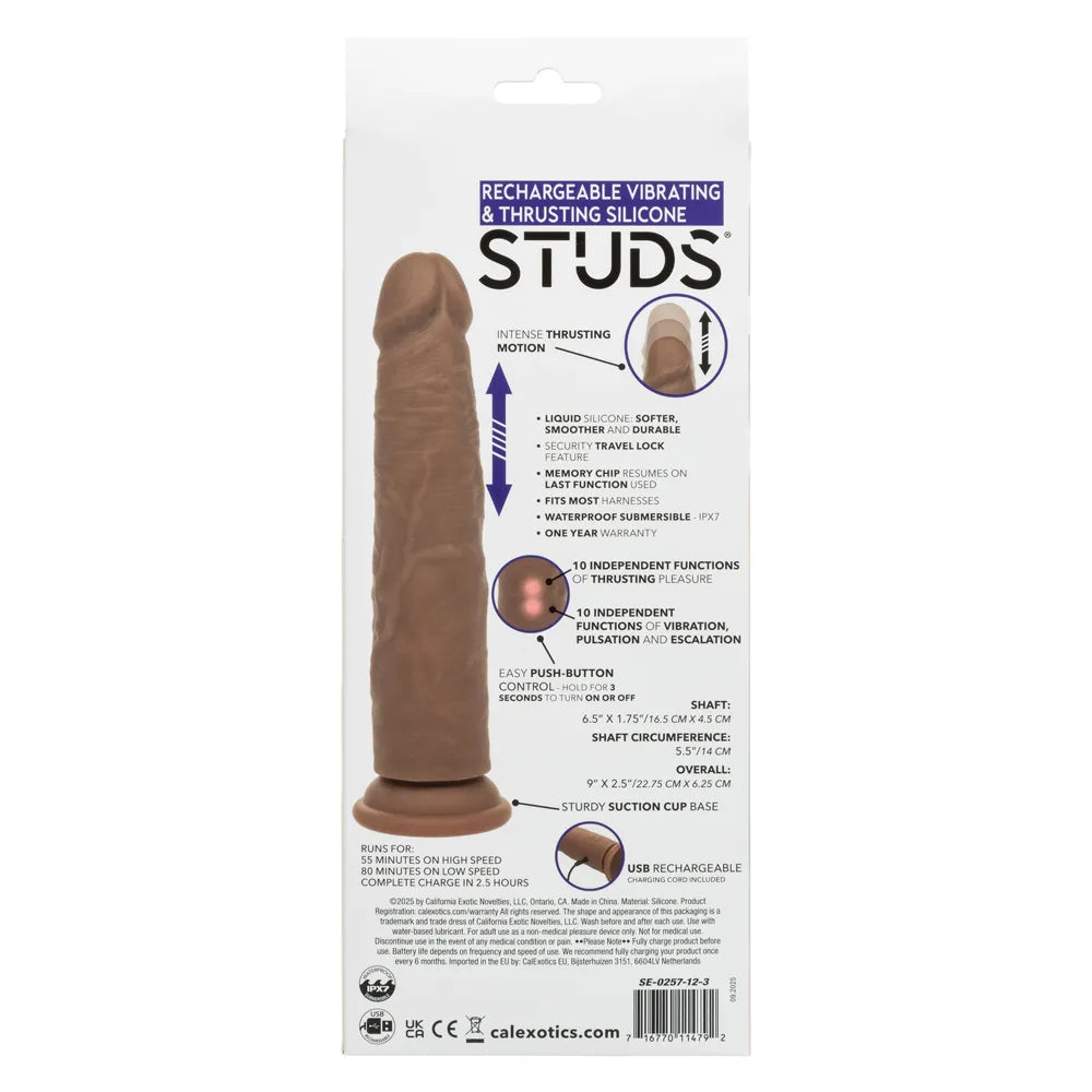 Rechargeable Vibrating and Thrusting Silicone Studs (Brown) – Dual Motor Vibrating Studs Brown > Vibrators > Realistic Vibrators