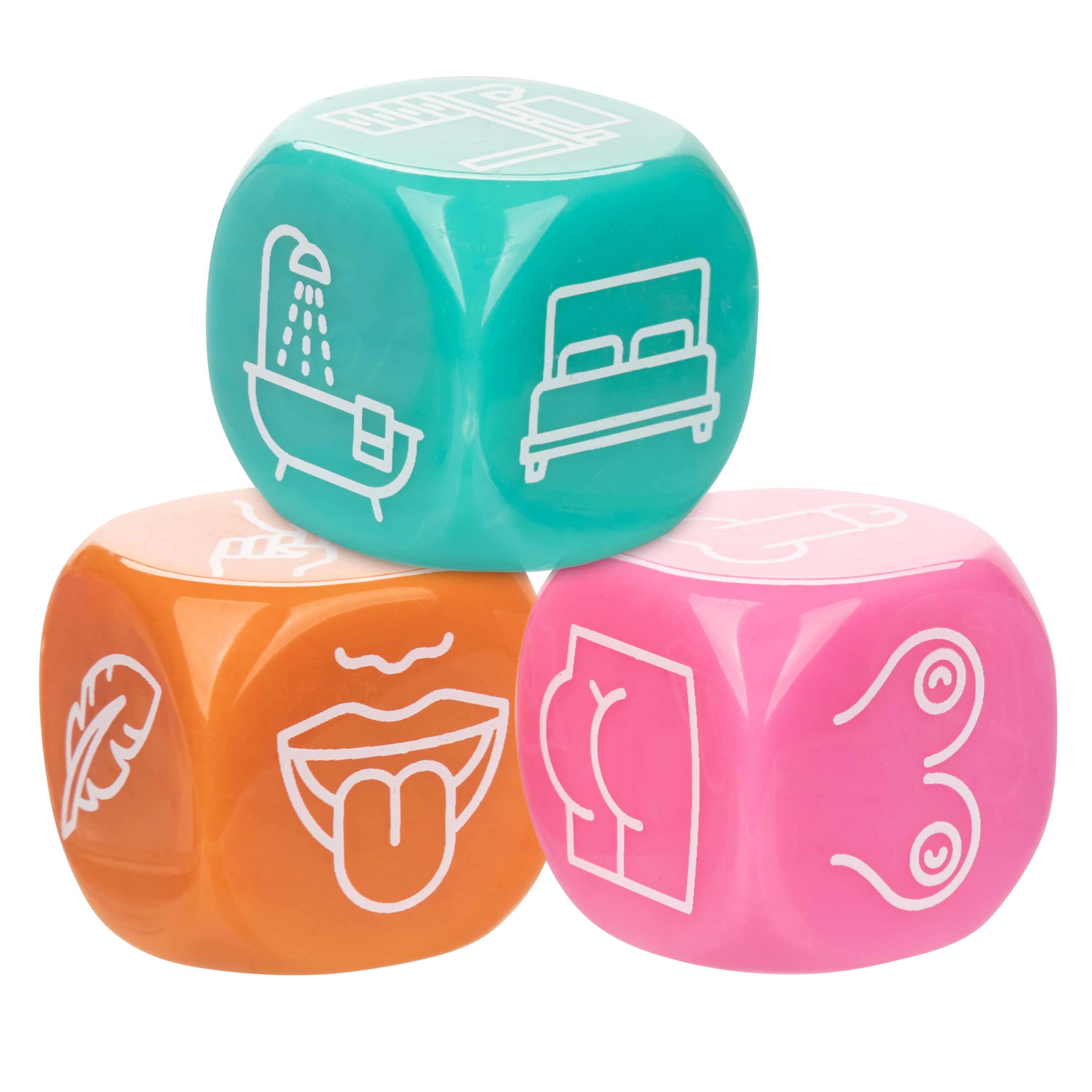 Naughty Bits Roll With It Icon Based Sex Dice Game Set with 3 Colorful Acrylic Dice Default Title > Novelties > Games