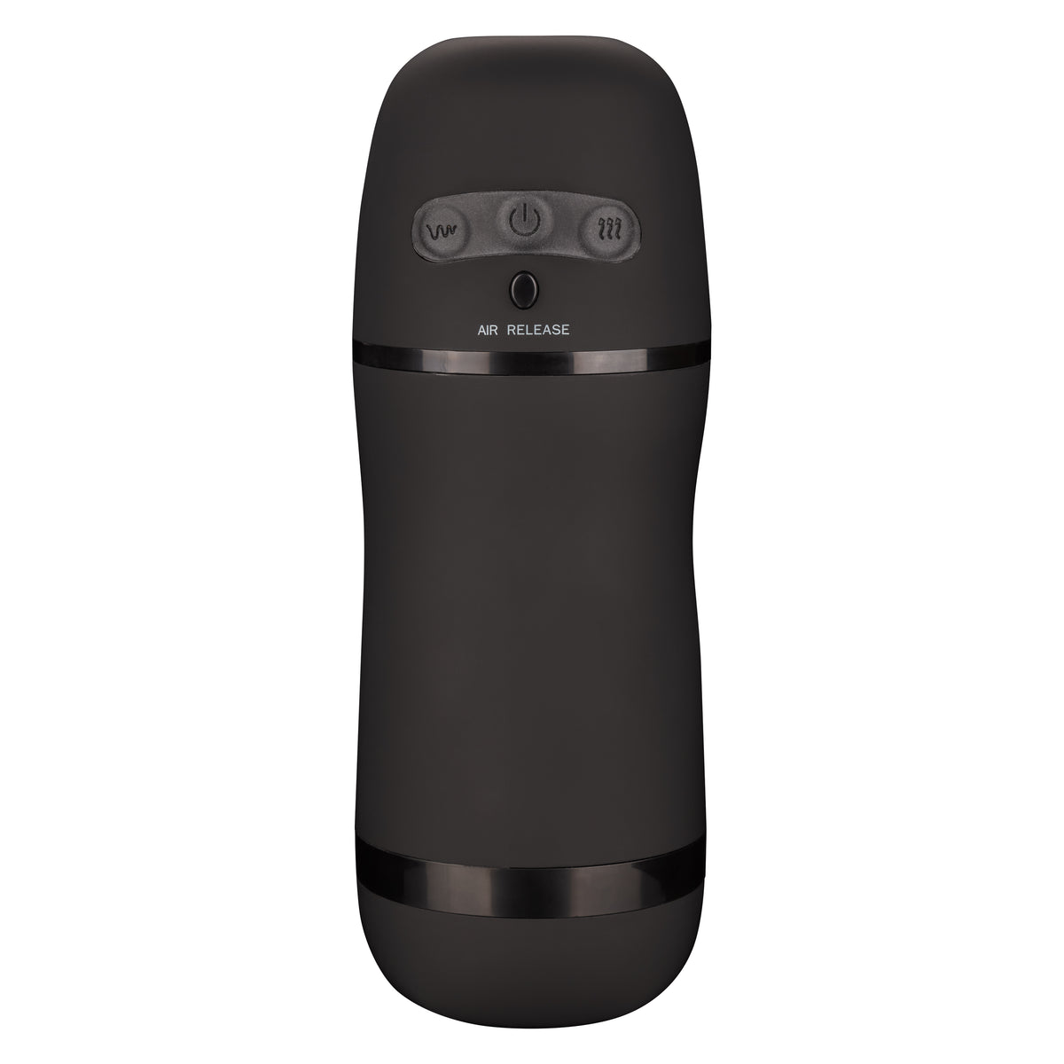 Optimum Power Pulsar Stroker Black Vibrating Masturbator with Suction and Textured Sleeve Black