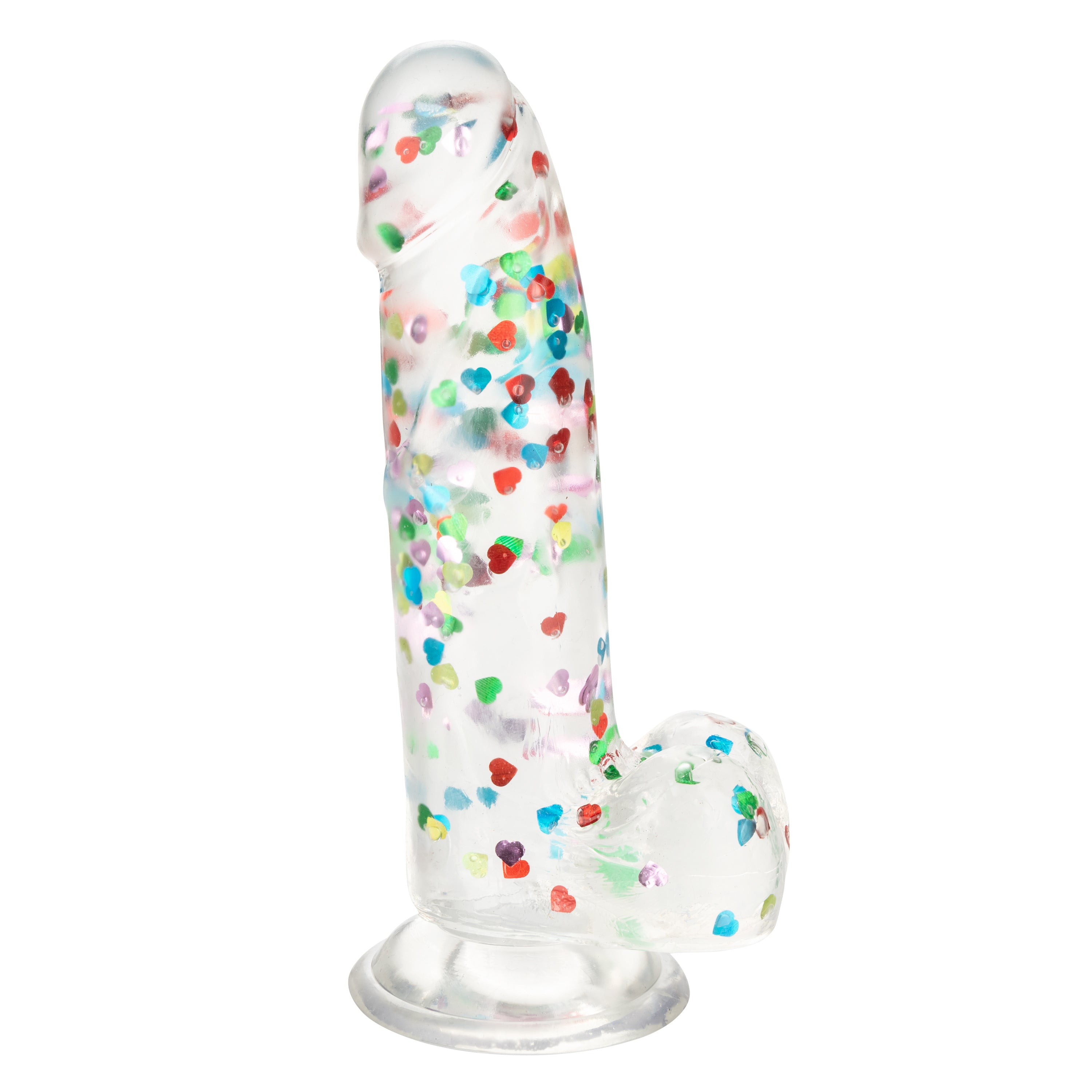 Naughty Bits I Love Dick Heart-Filled Dong 6 Inch Clear with Multicolor Heart Confetti DONGS