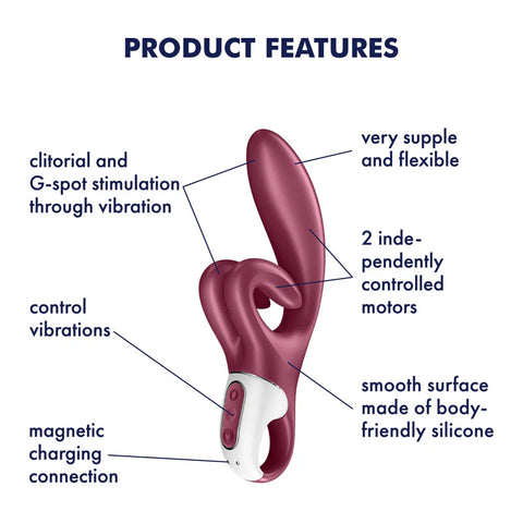 Satisfyer Touch Me Rabbit Vibrator Red with Dual Motors and Waterproof Design > Vibrators > Ladies > Rabbit