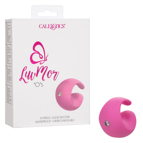 LuvMor "O"s Pink Mini Curved Massager with 10 Speeds, Liquid Silicone, USB Rechargeable, Waterproof Finger Stimulator