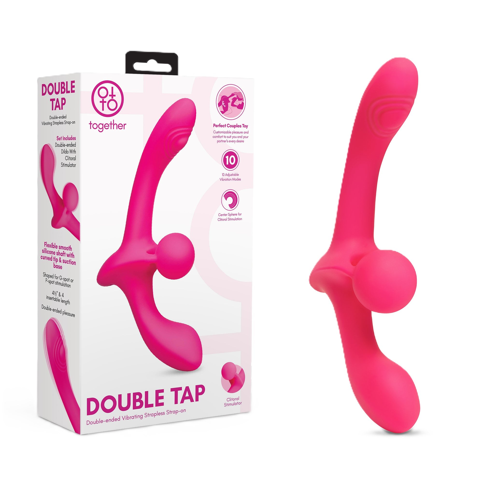 Together Toy Double Tap – Dual-Ended Vibrating Strapless Strap-On Default Title > Dildos > Double Dildos Main image
