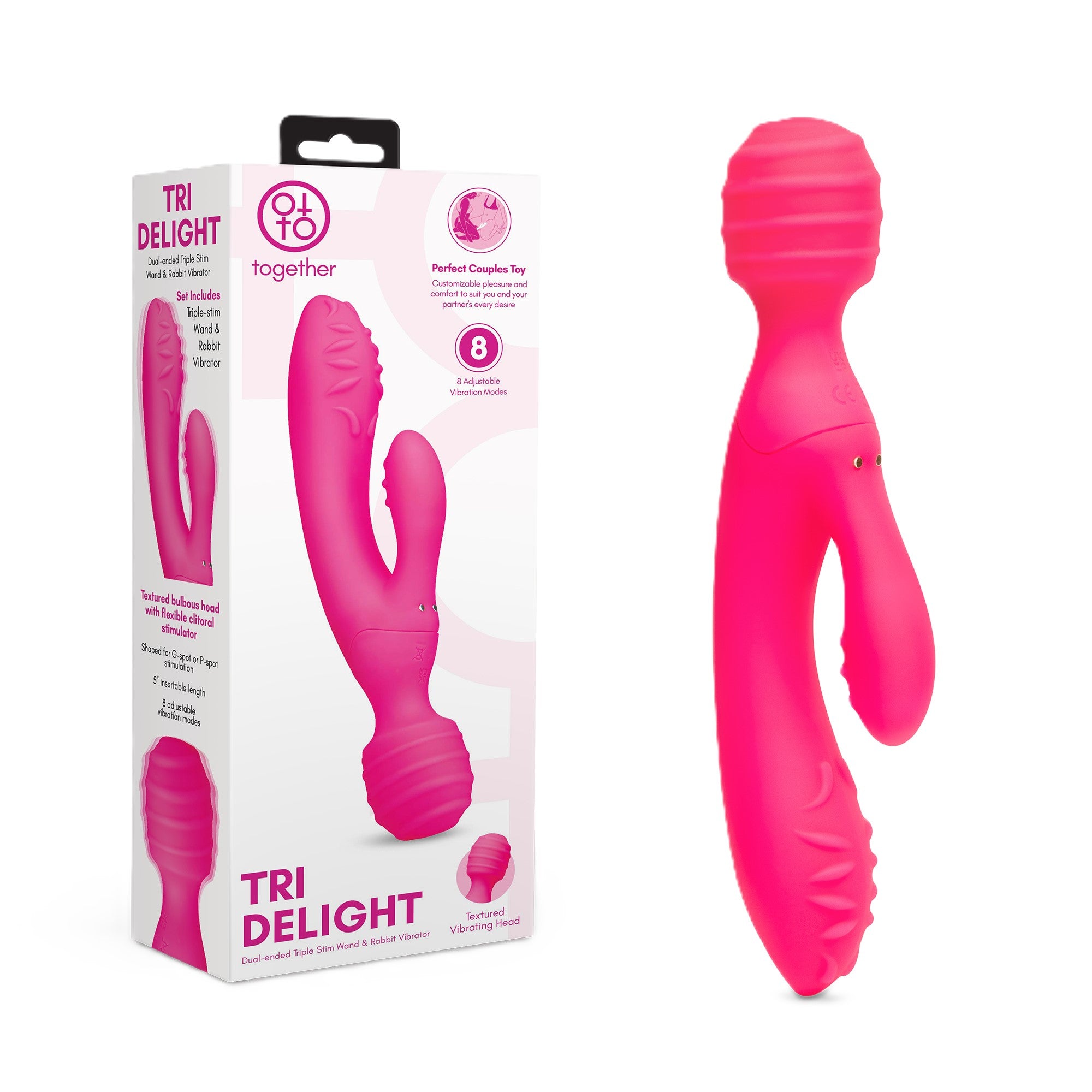 Together Toy Tri Delight – Dual-Ended Wand and Rabbit Vibrator Default Title > Vibrators > Ladies > Rabbit Multi