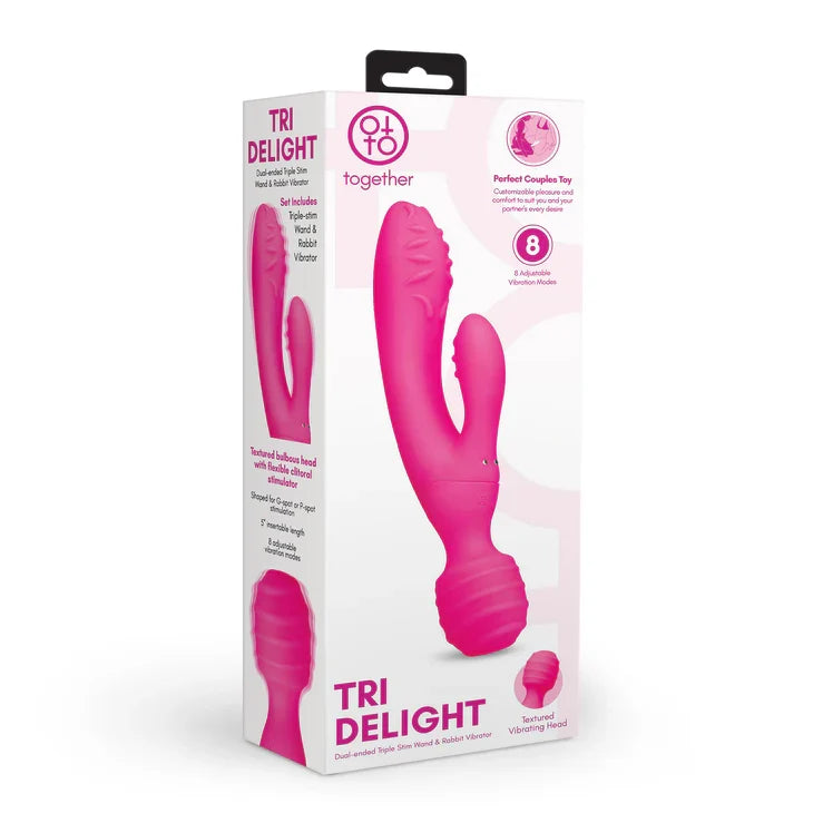 Together Toy Tri Delight – 22cm Dual-Ended Wand and Rabbit Vibrator > Vibrators > Ladies > Rabbit Multi