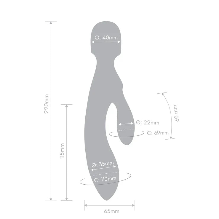 Together Toy Tri Delight – 22cm Dual-Ended Wand and Rabbit Vibrator > Vibrators > Ladies > Rabbit Multi