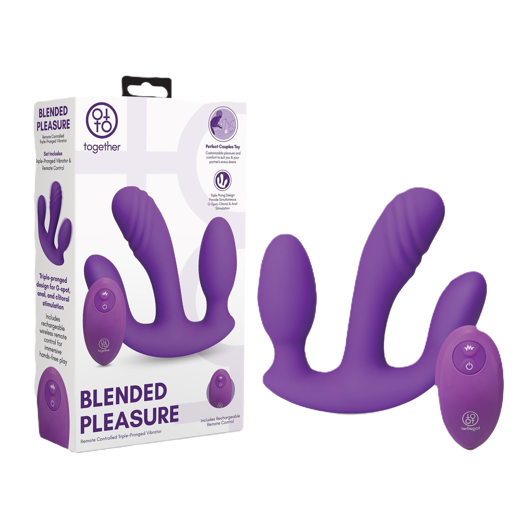 Together Toy Blended Pleasure – Remote-Controlled Triple-Pronged Vibrator Default Title > Vibrators > Unconventional Main image