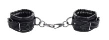 Sportsheets Velvet Noir Handcuffs Adjustable Cuff Restraints in Black Leather with Hematite Hardware > Bondage Gear > Restraints