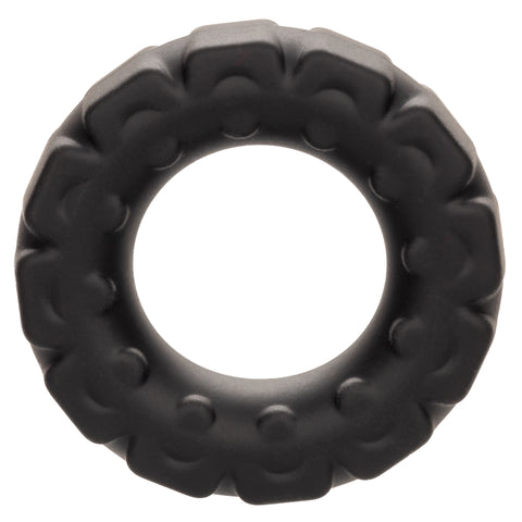 Alpha Liquid Silicone Prolong Tread Ring Black 1 Inch Diameter Stretchy Durable Waterproof COCK RINGS