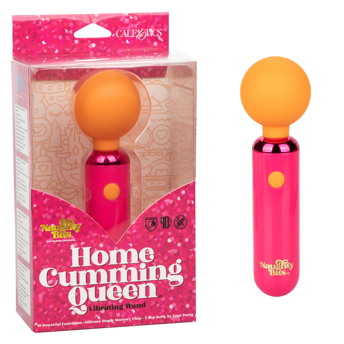 Naughty Bits Home Cumming Queen Vibrating Wand Pink and Orange Silicone Personal Massager Default Title > Sex Toys > Mini Massagers