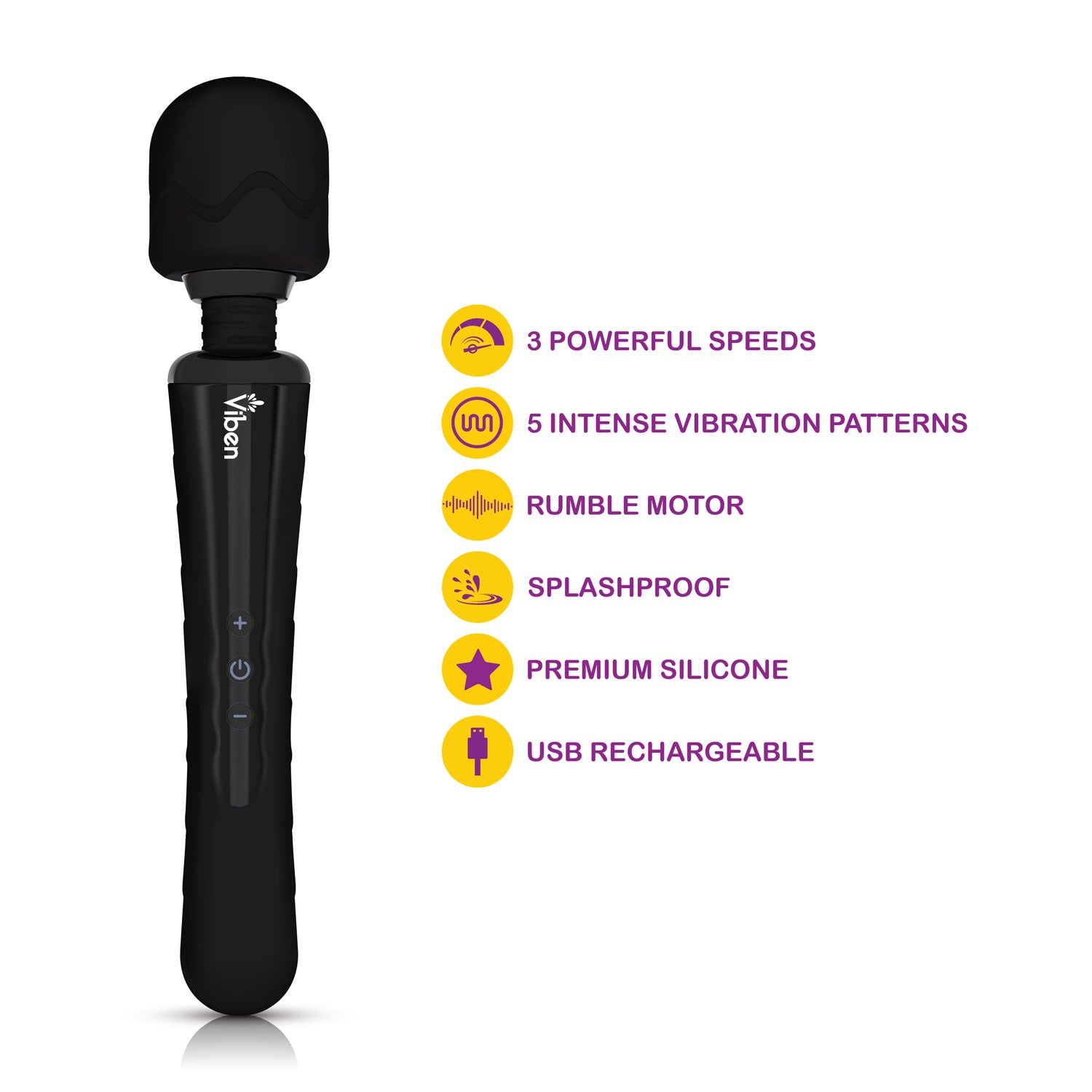 Viben Obsession Wand Massager in Black > Sex Toys > Massage Wands