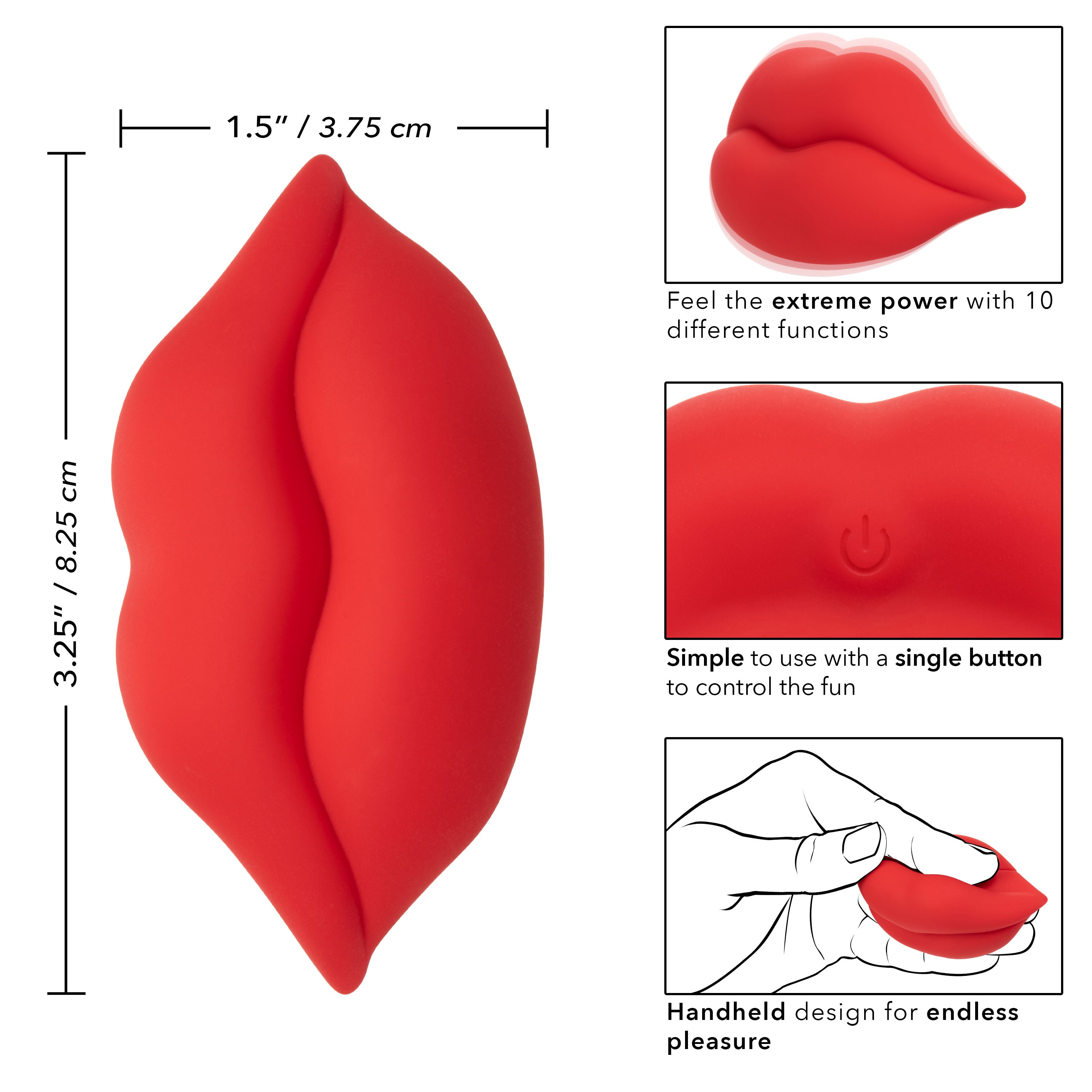 Naughty Bits MUAH Mini Red Lip-Shaped Silicone Vibrator 3.25 Inches Waterproof > Vibrators > Standard Vibrators