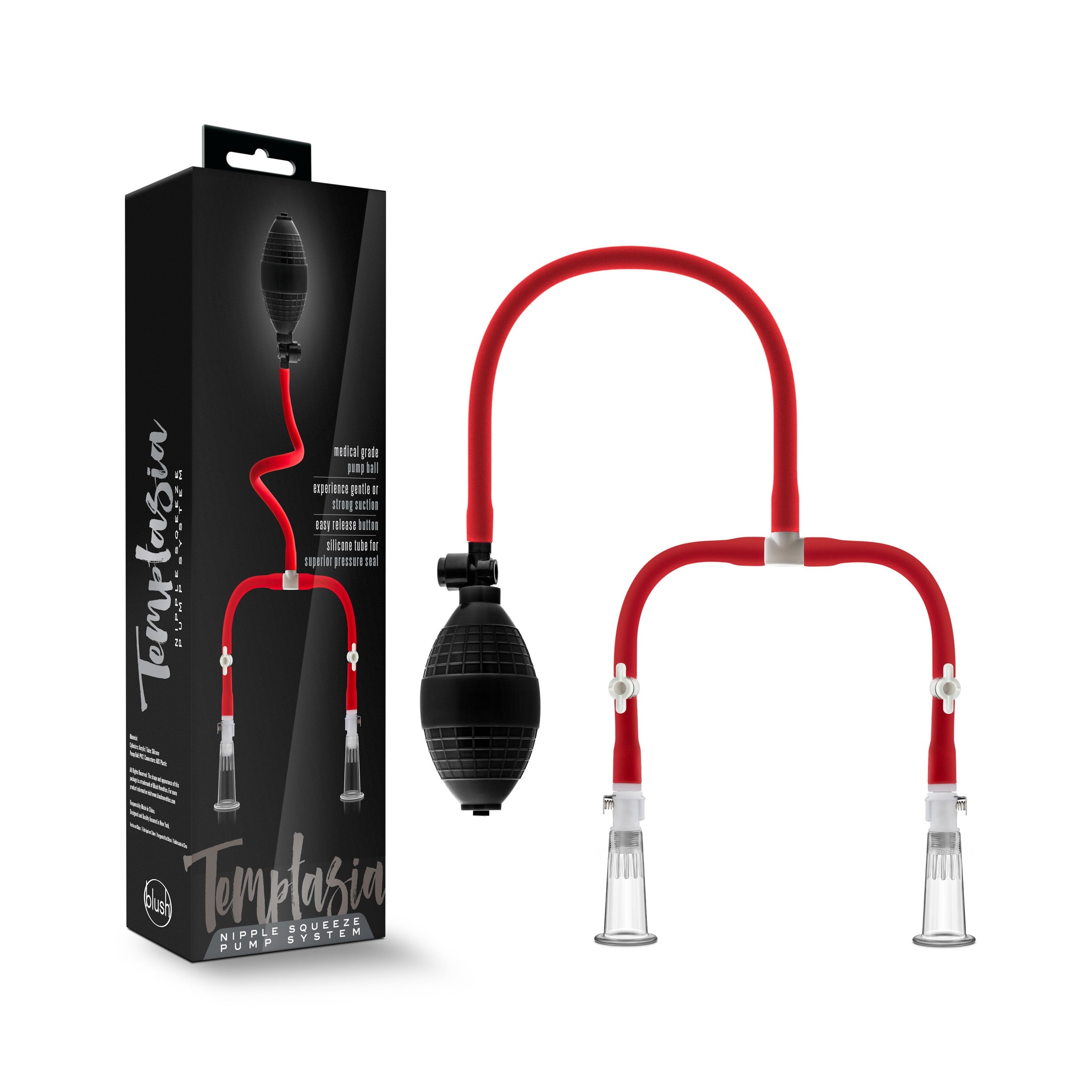 Temptasia Nipple Squeeze Pump System in Black > Sex Toys > Nipple Suckers Main image
