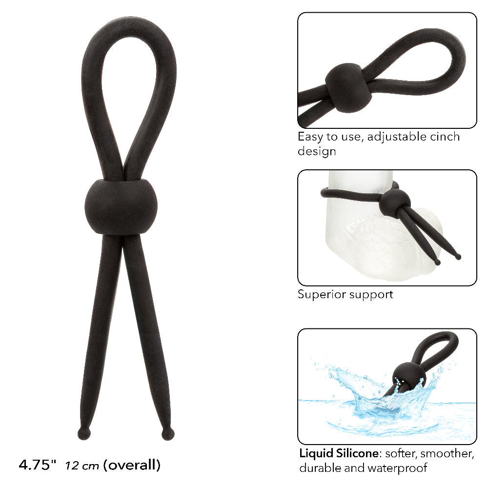 Alpha Liquid Silicone Lasso Ring Black Adjustable Size Stretchy Enhancer COCK RINGS
