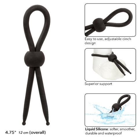 Alpha Liquid Silicone Lasso Ring Black Adjustable Size Stretchy Enhancer COCK RINGS