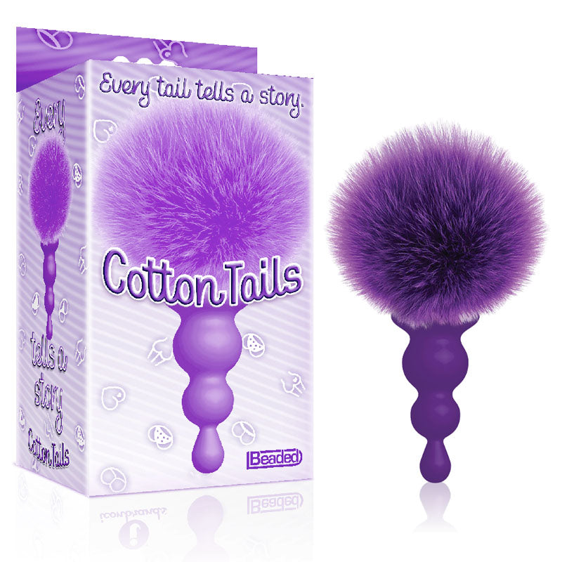 The 9s Cottontails Beaded Butt Plug with Bunny Tail Purple Tails