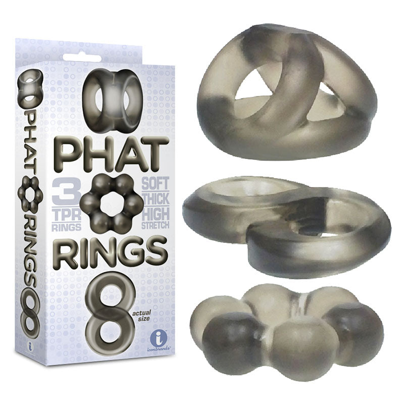 The 9s Phat Rings Smoke Cock Rings Set of 3 > Cock Ring > Sets Main image