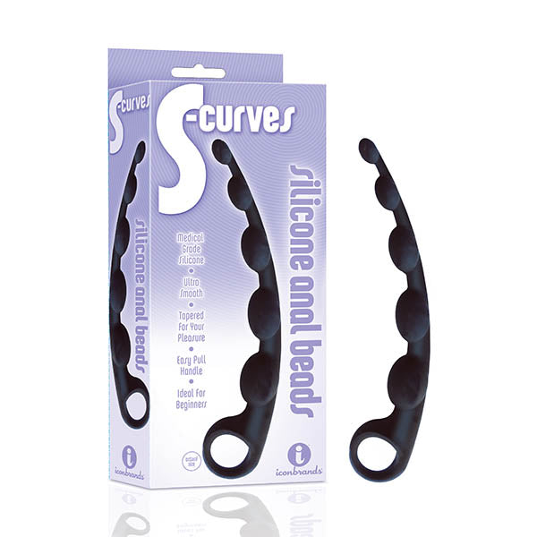 The 9s S Curves Anal Beads Extra Long Silicone Adult Toy Black > Anal Range > Anal Beads