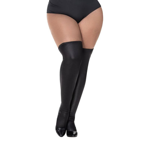 Thigh High Vinyl Gloss Black Stockings for Sensual Style Hosiery