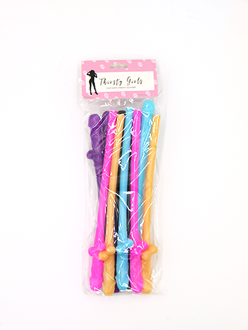 Thirsty Girls Dicky Sippy Straws 10 Pack Multicolored Party Supplies