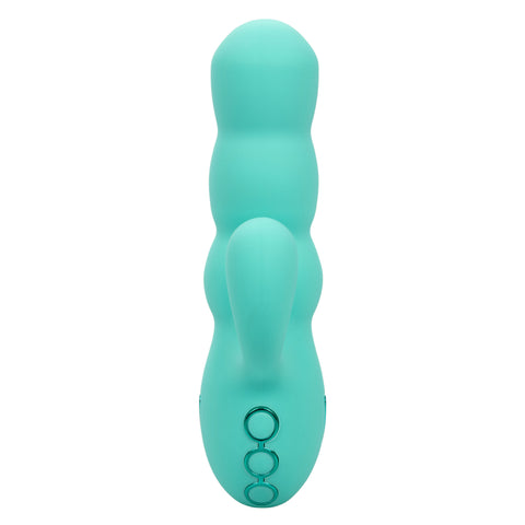 California Dreaming Del Mar Diva Teal Silicone Dual Motor Massager with 10 Vibration Functions = > Vibrators > Ladies > Rabbit Multi