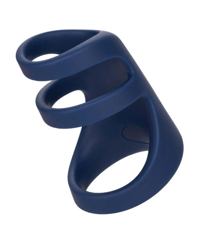 Viceroy Triple Cock Cage Liquid Silicone Ring with 10 Vibration Functions, Blue, 3.5in x 2in > Bondage Gear > Male Chastity