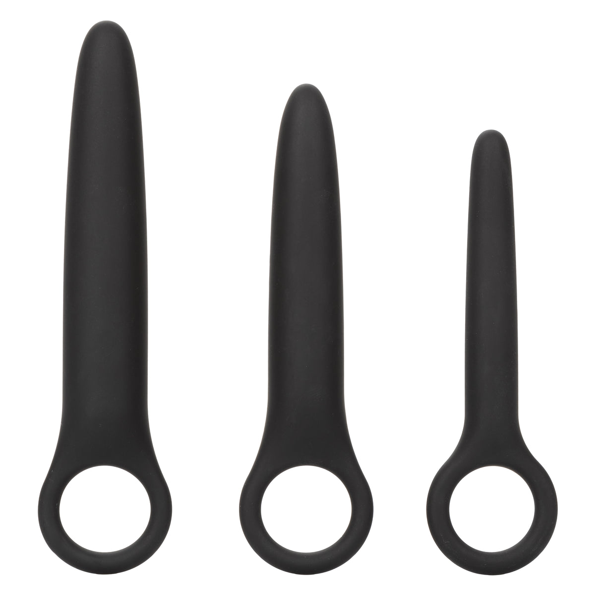 Boundless Dilator Trio Black Silicone Set with Three Graduated Sizes and Easy Finger Loop > Sex Toys > Dilators