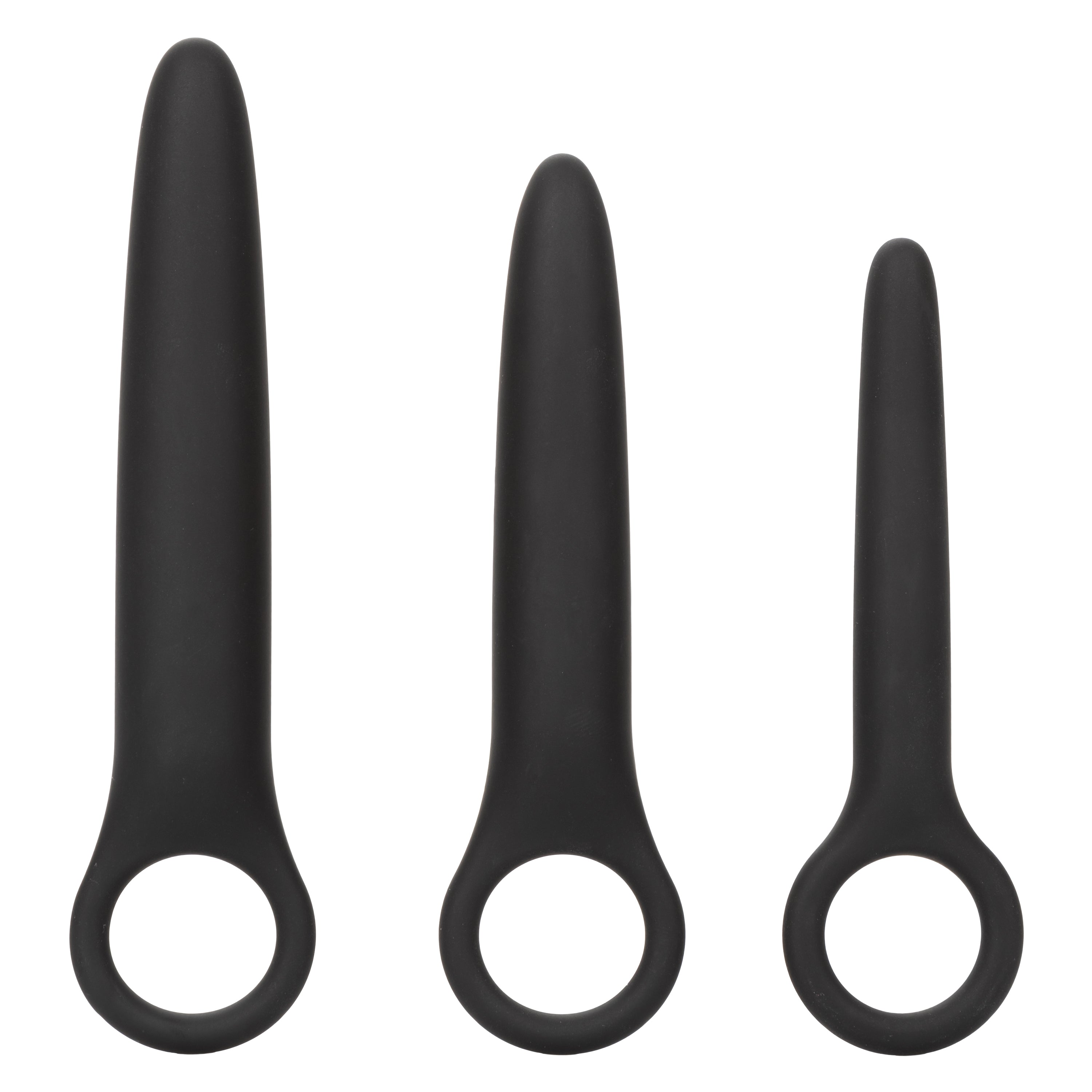 Boundless Dilator Trio Black Silicone Set with Three Graduated Sizes and Easy Finger Loop > Sex Toys > Dilators