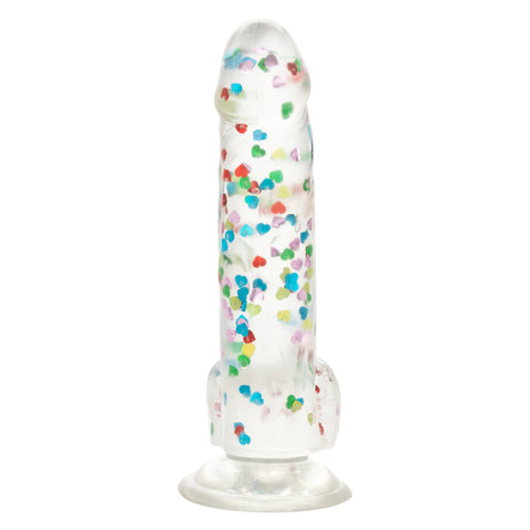 Naughty Bits I Love Dick Heart-Filled Dong 6 Inch Clear with Multicolor Heart Confetti DONGS