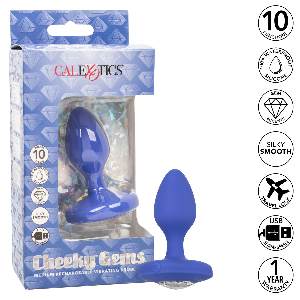 Cheeky Gems Collection Medium 3.5 Inches Silicone Butt Plug with Interchangeable Gems > Anal Range > Jewel Butt Plugs