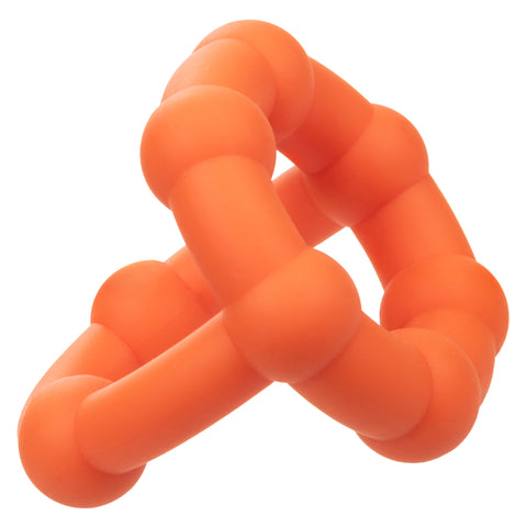 Alpha Liquid Silicone All Star Ring Orange Ultra Stretchy Dual Ring with Beaded Accents and Built-In Scrotum Support COCK RINGS