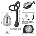 Star Fucker XL Teardrop Plug Black Silicone and Silver Metal Dual Enhancer with Sparkling Gem Accent > Anal Range > Prostate Plugs