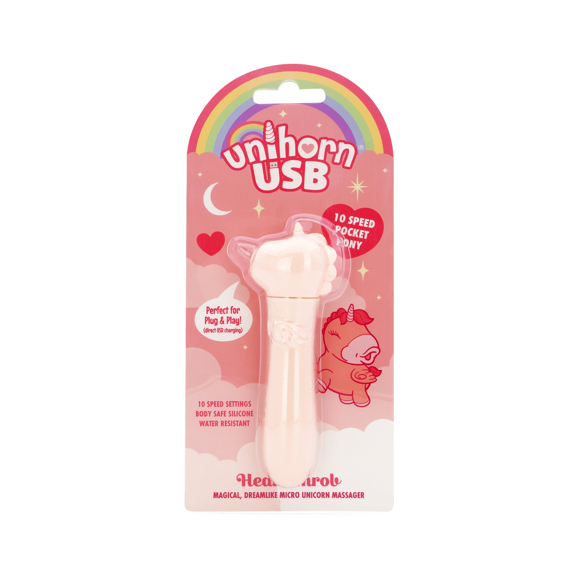 Unihorn Heart Throb USB Rechargeable Compact Silicone Bullet Vibrator with 10 Speeds > Sex Toys For Ladies > Clitoral Vibrators and Stimulators