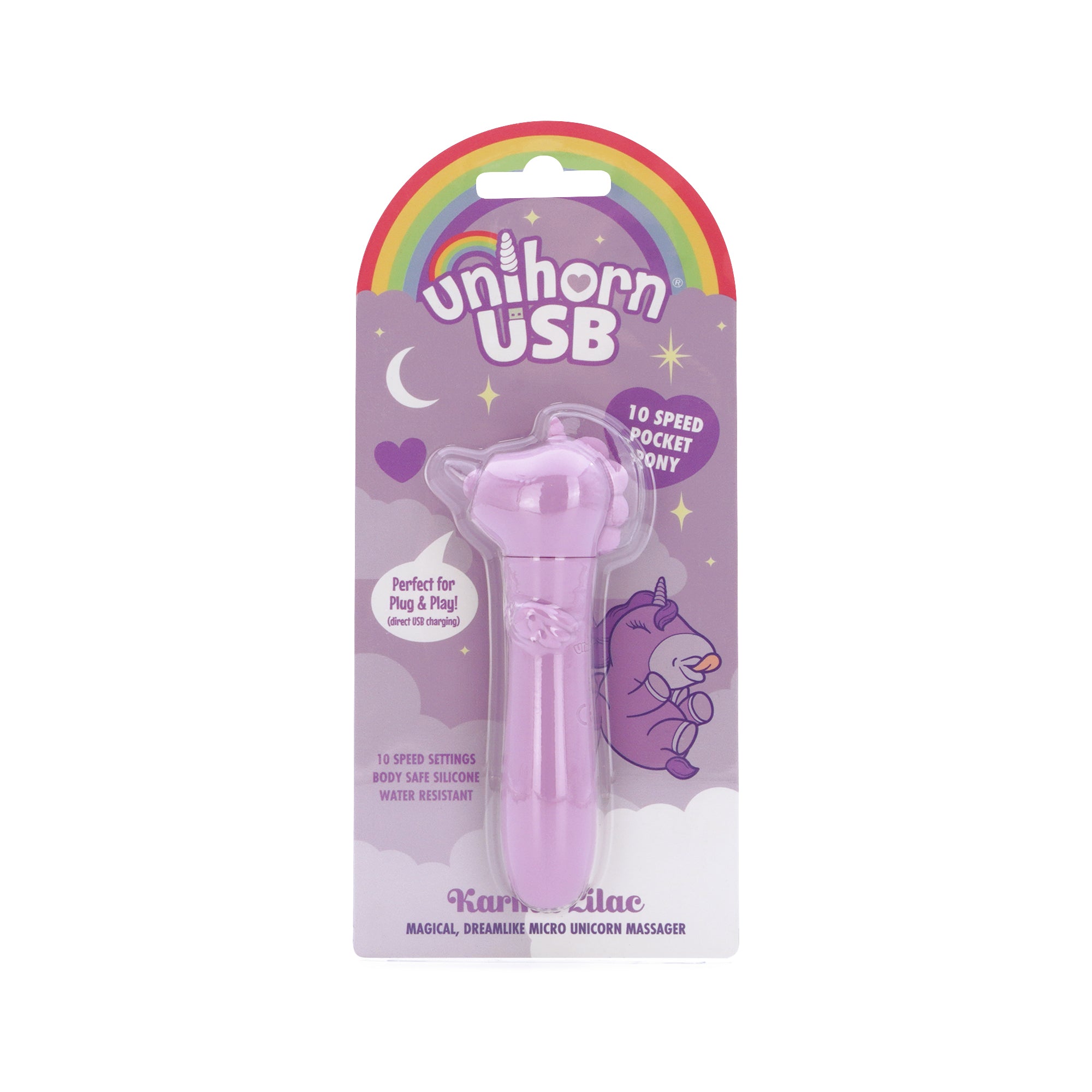 Unihorn Karma Lilac USB Rechargeable Silicone Bullet Vibrator with 10 Speeds > Vibrators > Ladies > Clitoral Vibrators and Stimulators