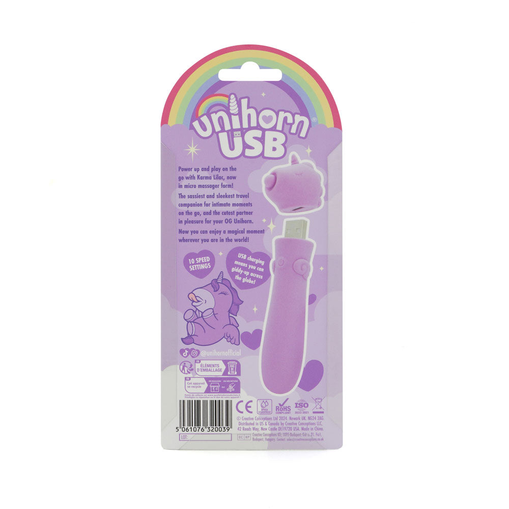 Unihorn Karma Lilac USB Rechargeable Silicone Bullet Vibrator with 10 Speeds > Vibrators > Ladies > Clitoral Vibrators and Stimulators