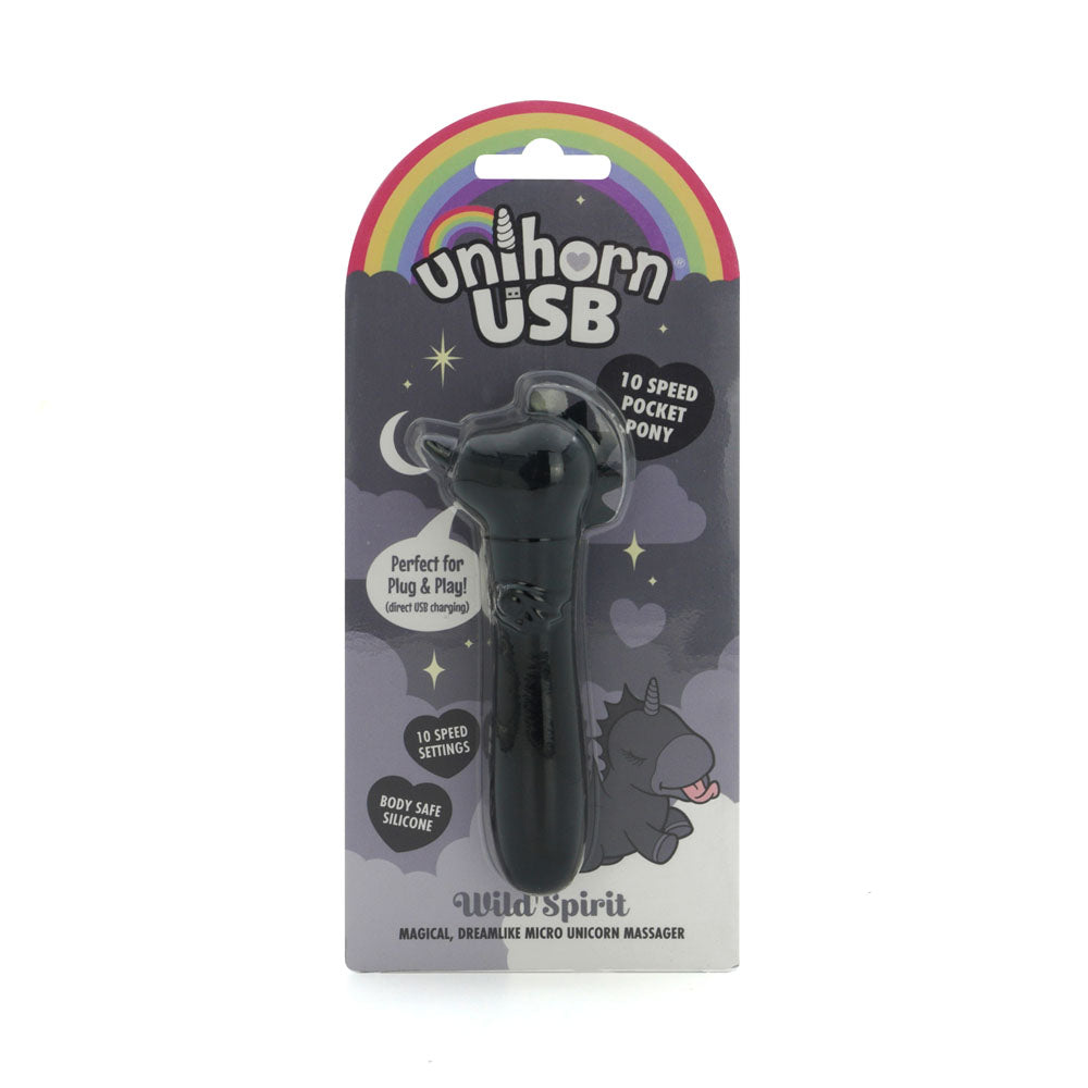 Unihorn - USB Bullet - Wild Spirit - USB Rechargeable Vibrating Bullet Black BULLETS & EGGS