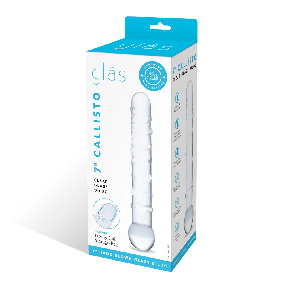 Electric EEL Callisto Clear Glass Dildo 7 Inch Spiraled Design Textured Glass Dildo > Glass > Dildos