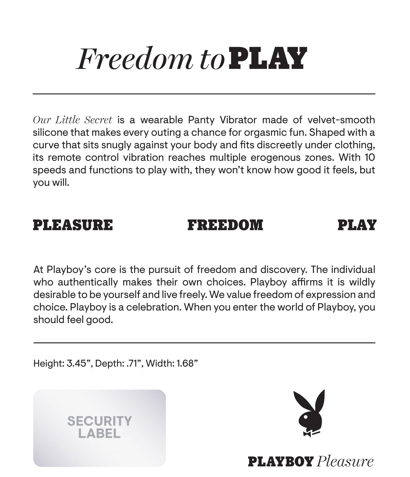 Playboy Pleasure OUR LITTLE SECRET Wearable Panty Vibrator > Sex Toys For Ladies > Panty Vibes