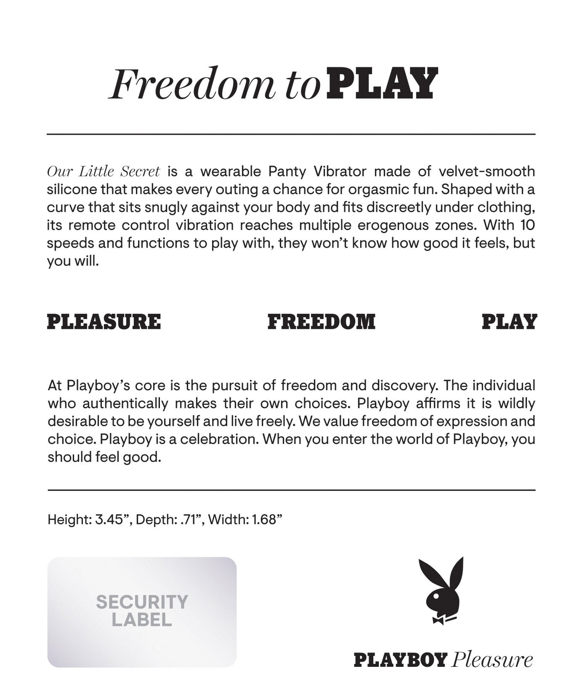 Playboy Pleasure OUR LITTLE SECRET Wearable Panty Vibrator > Sex Toys For Ladies > Panty Vibes