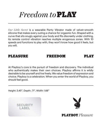 Playboy Pleasure OUR LITTLE SECRET Wearable Panty Vibrator > Sex Toys For Ladies > Panty Vibes