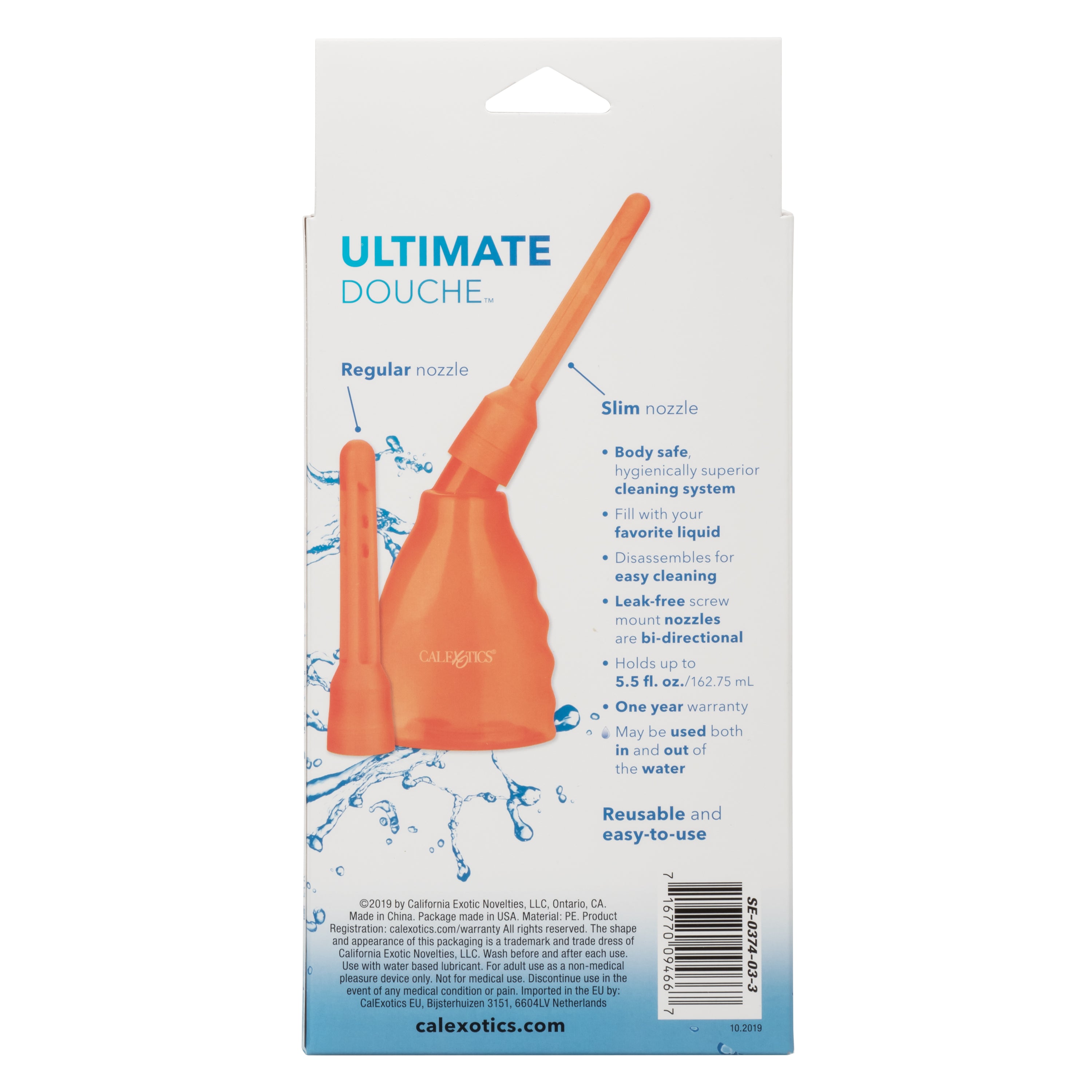 Ultimate Douche Orange Reusable Anal Cleaning System with Multi-Directional Probe and Applicator Tip > Essentials > Feminine Care