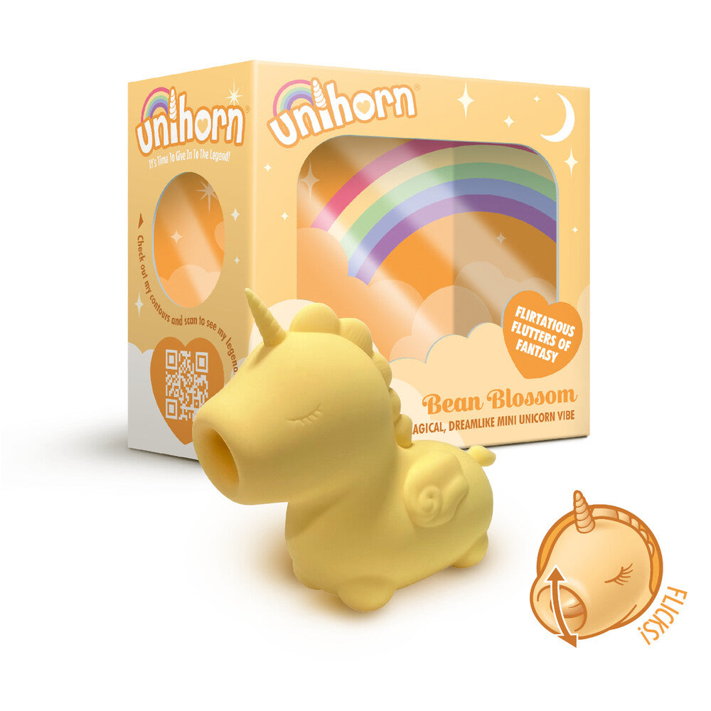 Unihorn Bean Blossom Flickering Tongue Unicorn Vibe – Playful Vibrator Yellow > Sex Toys For Ladies > Clitoral Vibrators and Stimulators