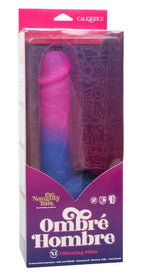 Naughty Bits Ombré Hombre XL Vibrating Dildo in Pink and Blue with Glitter Finish > Vibrators > Realistic Vibrators