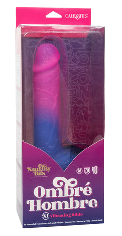 Naughty Bits Ombré Hombre XL Vibrating Dildo in Pink and Blue with Glitter Finish Default Title > Vibrators > Realistic Vibrators