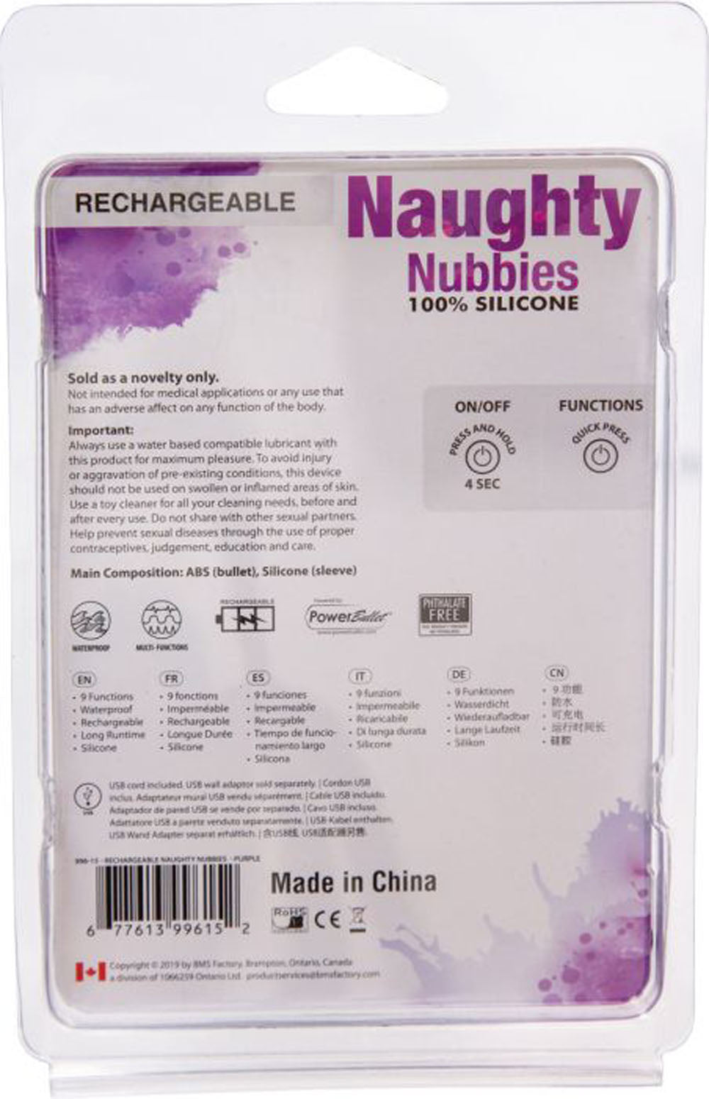 Naughty Nubbies Finger Vibe w Mini Powerbullet Purple Massager Purple > Vibrators > Finger Vibrators