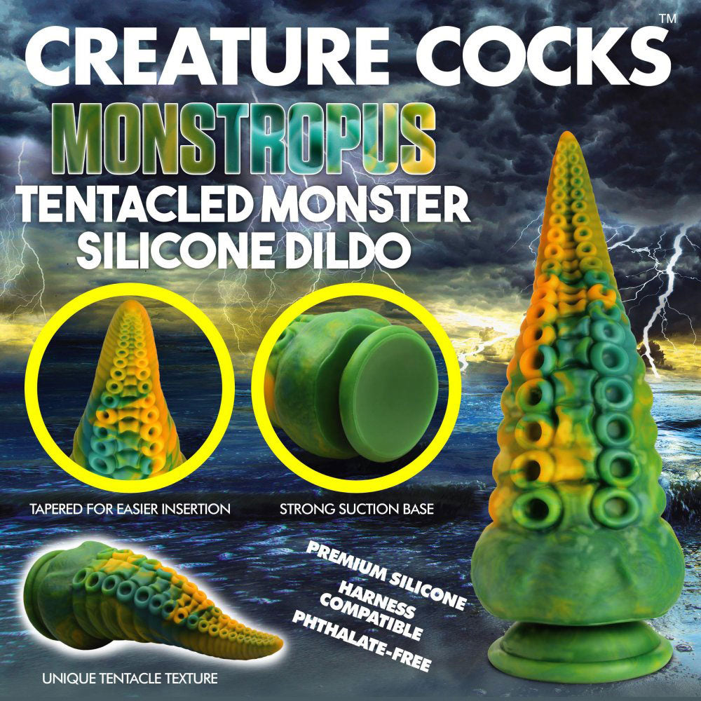 Creature Cocks Monstropus Tentacled 8.5 Inch Silicone Dildo (Marbled Green Yellow Blue) – Suction Cup Dildo > Dildos > Fantasy